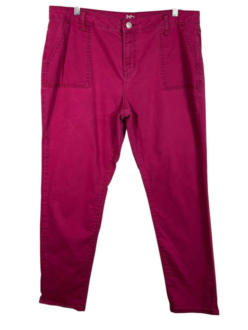 New Directions Hot Pink Denim Patch Pocket Cropped Skinny Jeans Plus Size 16R
